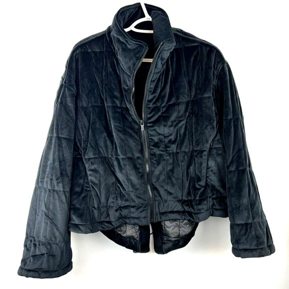 Cushnie et Ochs Womens Quilted Zip-Up Jacket Clinched Black Size XL